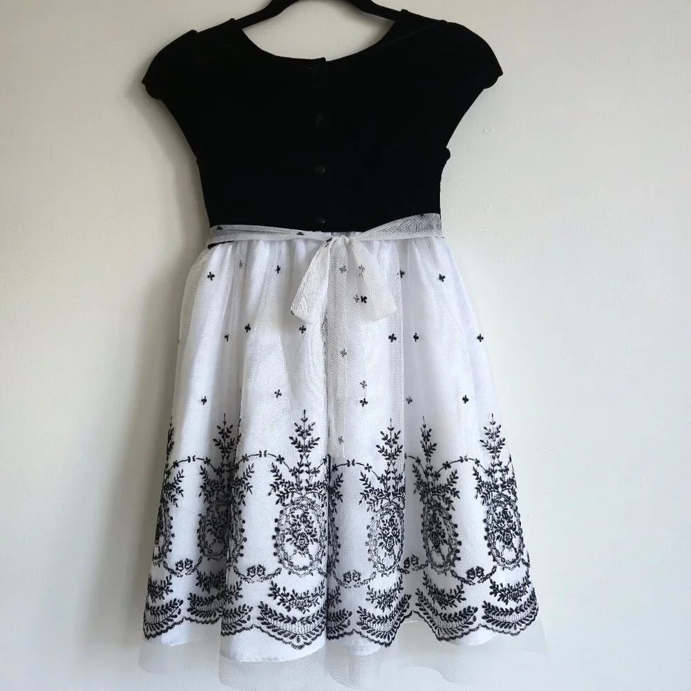 Jona Michelle Girls' Special Occasion Dress Black and White | Size 8 - Picture 4 of 9